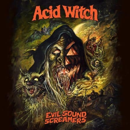 ACID WITCH - evil sound screamers  - Striped Yellow Red and White LP