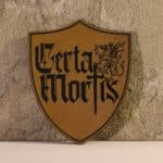 certa mortis logo leather patch